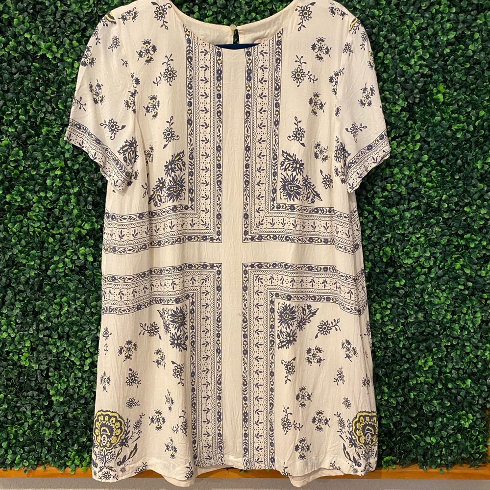 Loft white and blue floral dress